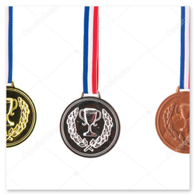 Medaillen mit farbigen Bändern